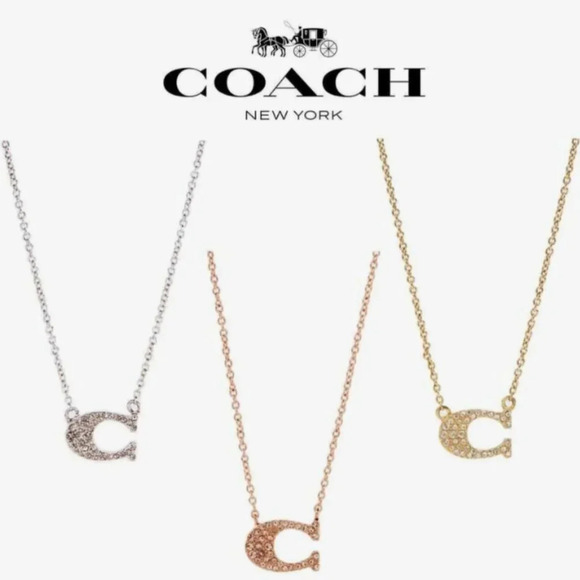 coach rose gold pave signature necklace - Picture 1 of 2